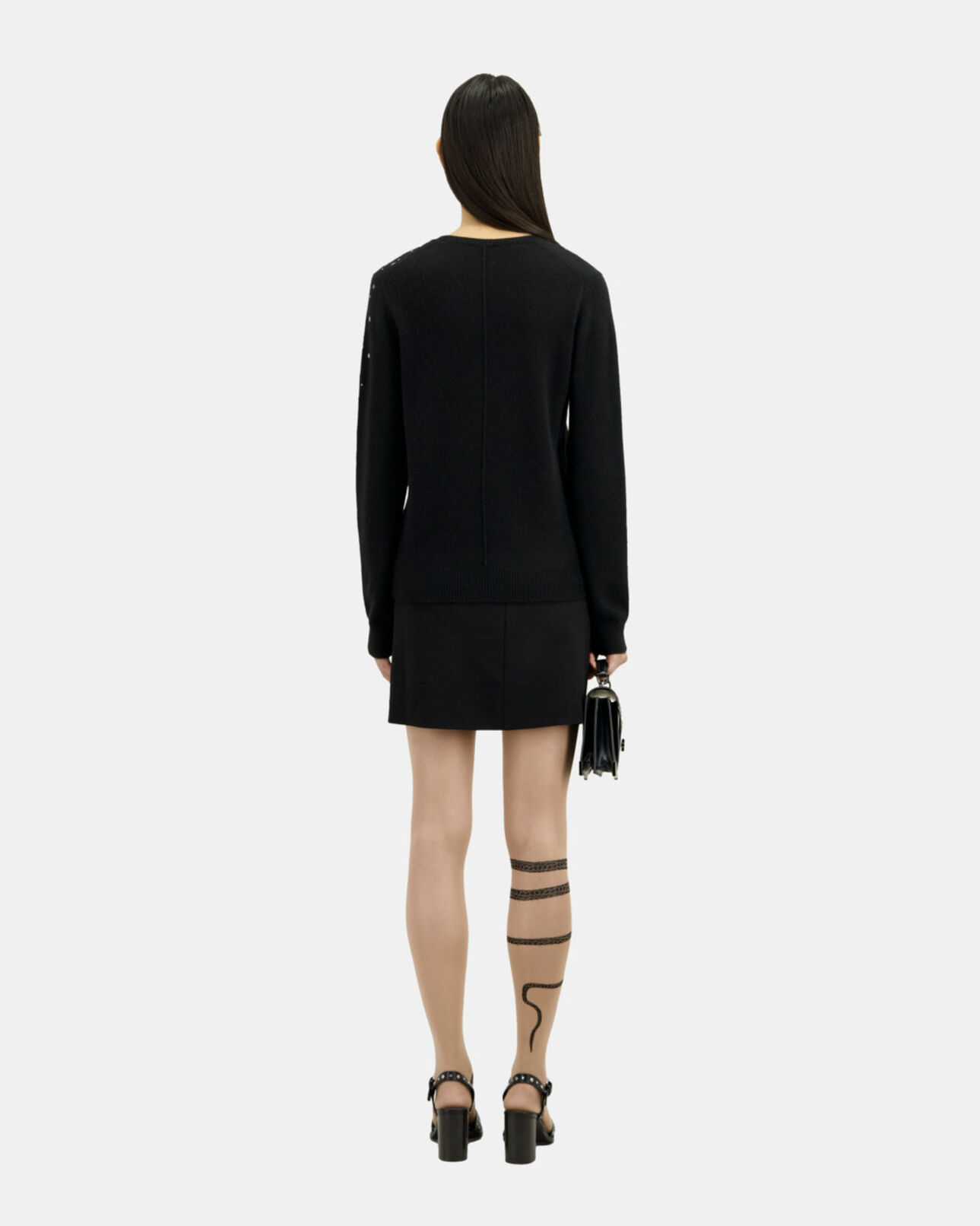 The Kooples FEMME BLACK pull noir en mélange de cachemire avec étoiles