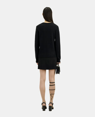 The Kooples F BLACK black cashmere blend sweater with stars