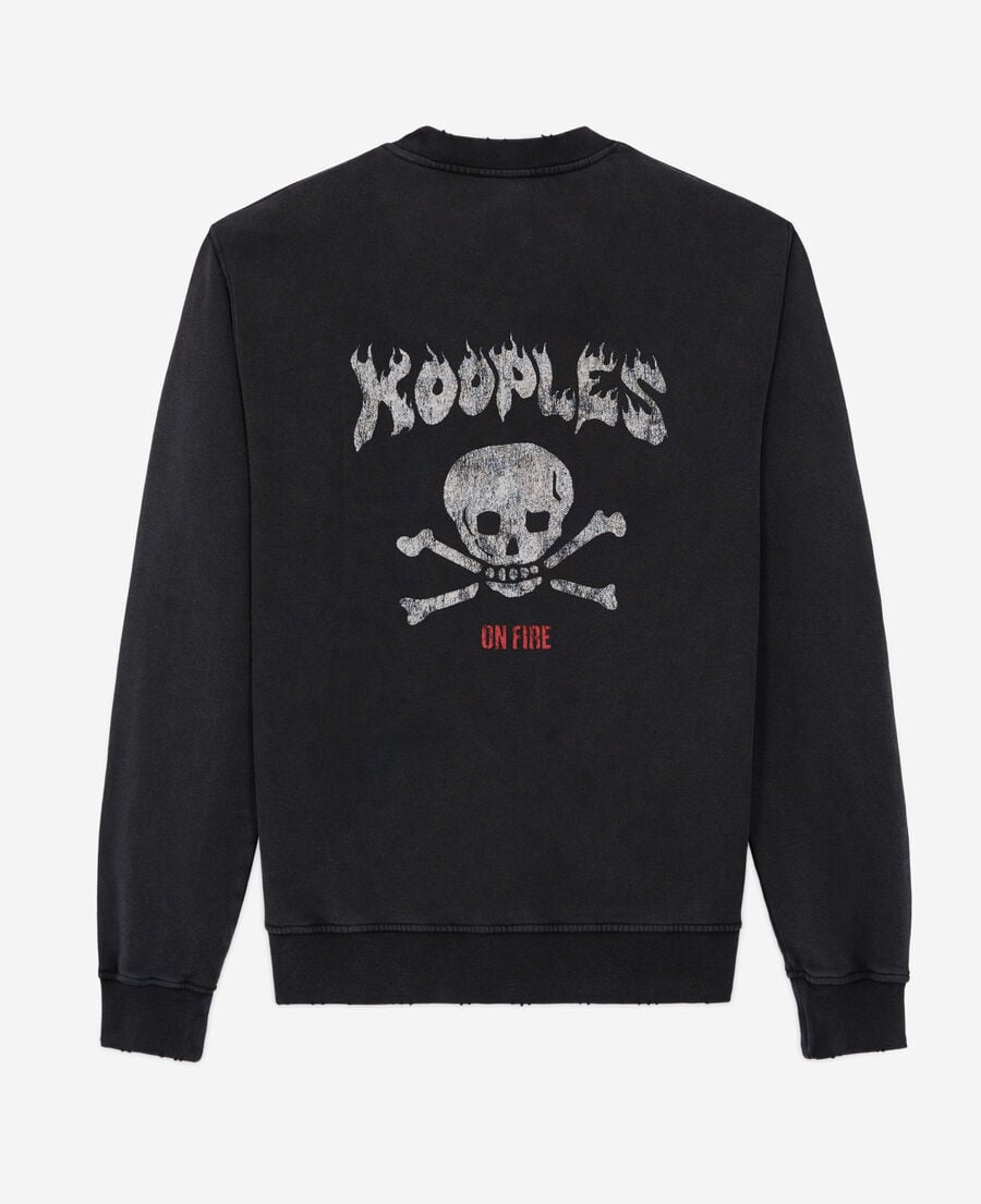 The Kooples H BLACK WASHED black screen print sweatshirt