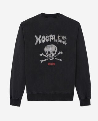 The Kooples H BLACK WASHED black screen print sweatshirt