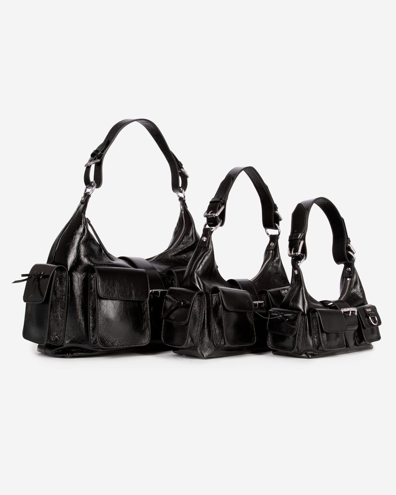 The Kooples FEMME BLACK sac amelia en cuir craquelé noir