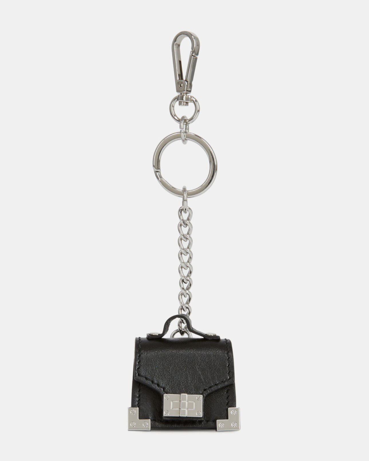 The Kooples WOMEN BLACK / SILVER emily black leather keyring
