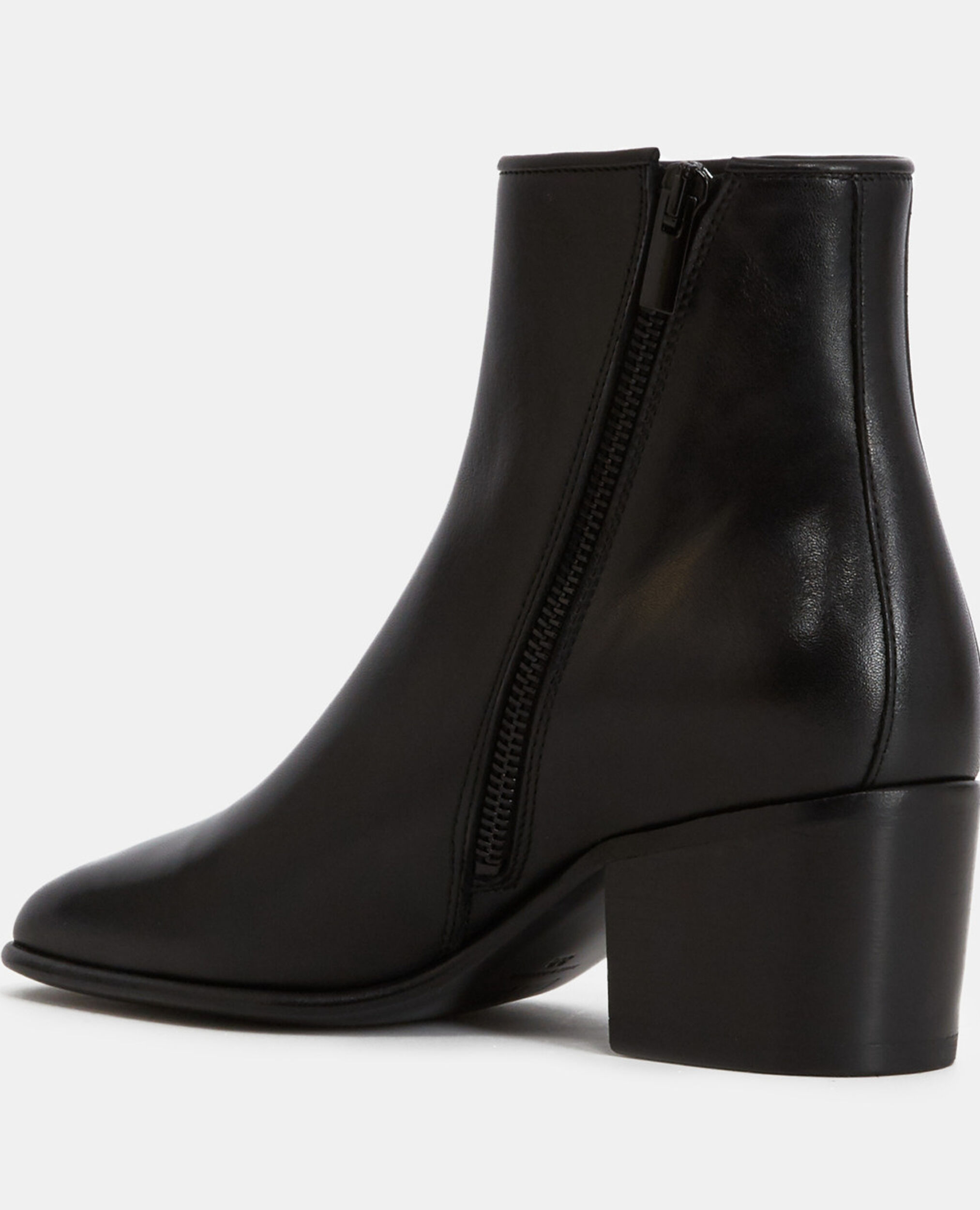 Black square heel leather boots, BLACK, hi-res image number null