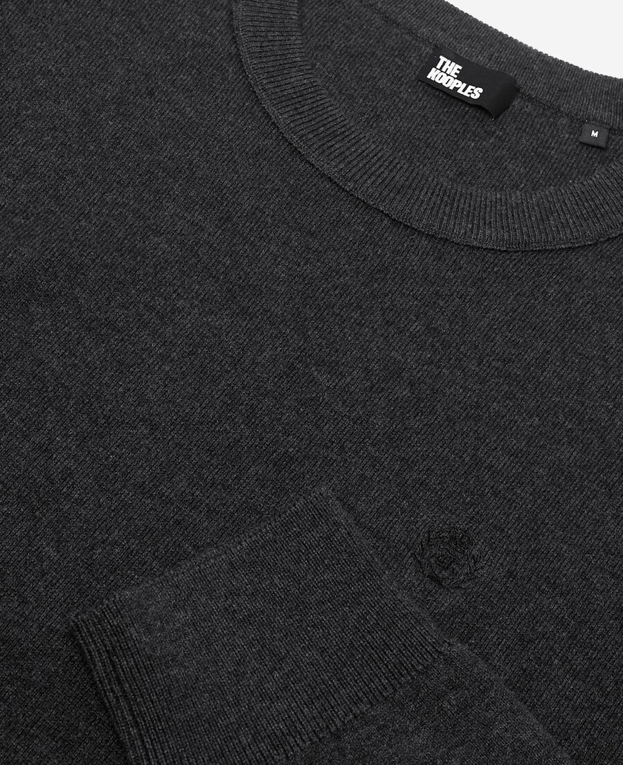 The Kooples HOMME DARK GREY MELANGE pull col rond double face gris