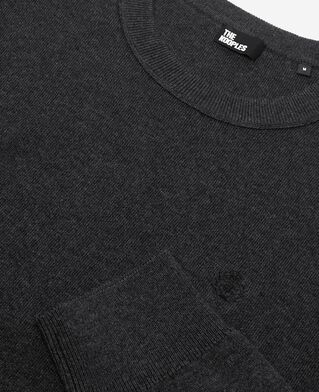 The Kooples HOMME DARK GREY MELANGE pull col rond double face gris