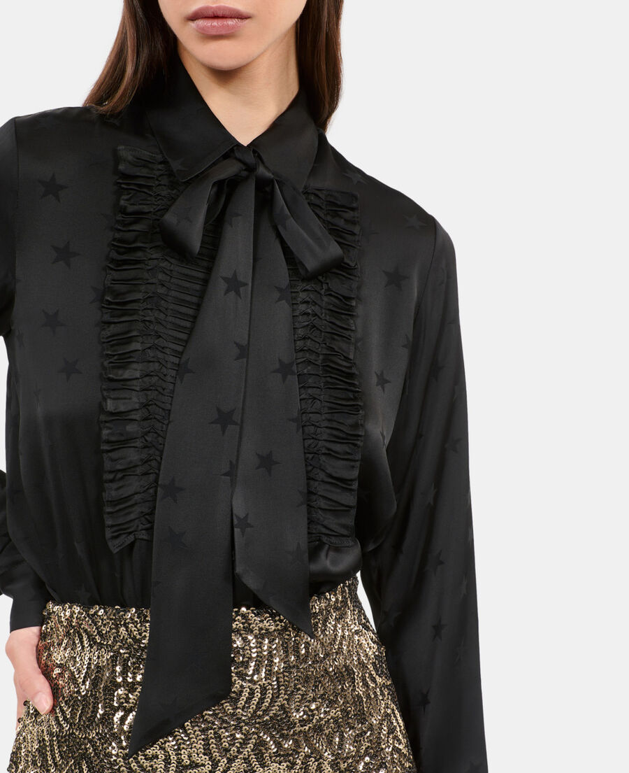 The Kooples DAMEN BLACK schwarzes jacquard-hemd