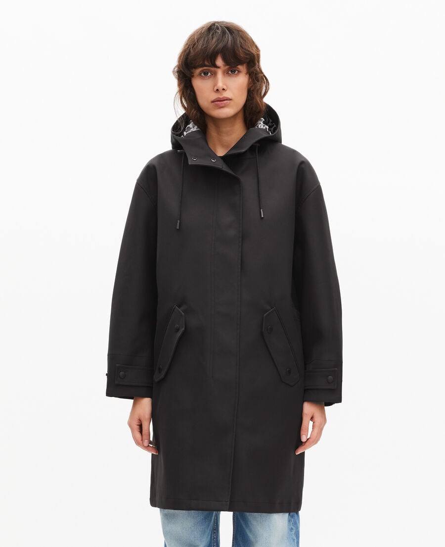 The Kooples FEMME BLACK parka longue &agrave; capuche noire