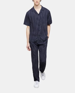 The Kooples MEN DARK NAVY-ECRU navy blue striped shirt