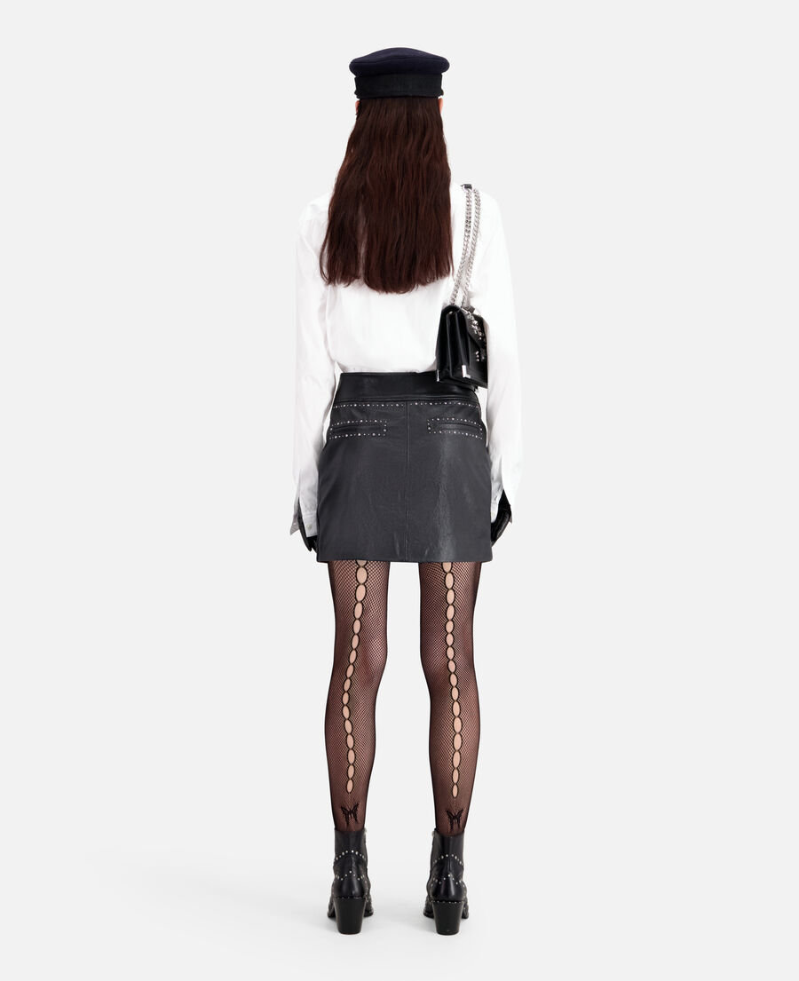short black leather skirt with studs