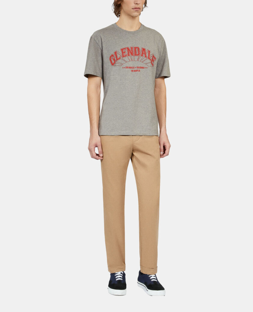 The Kooples HOMME ARDOISE_1 t-shirt avec s&eacute;rigraphie gris