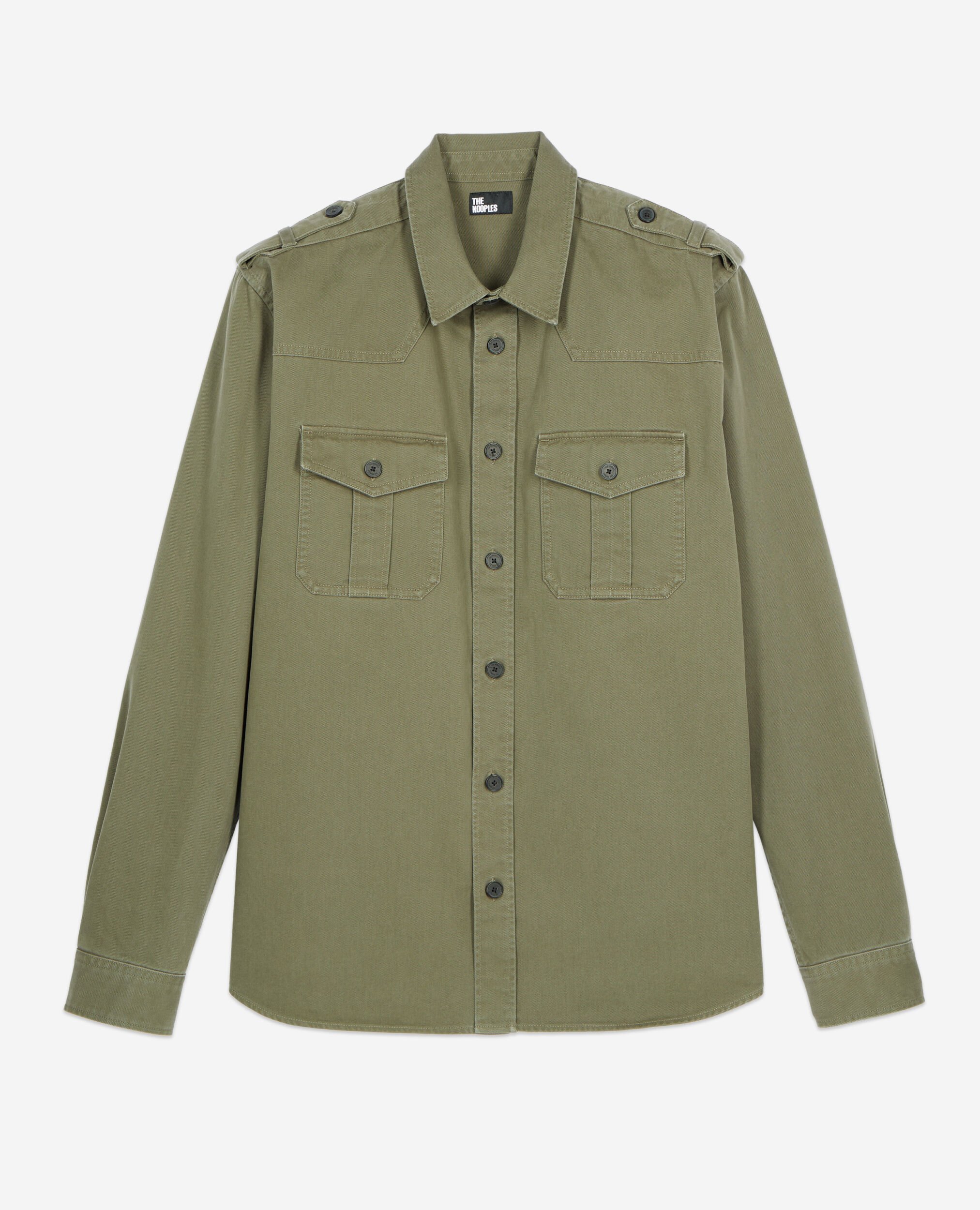Khaki officer style overshirt, OLIVE NIGHT, hi-res image number null