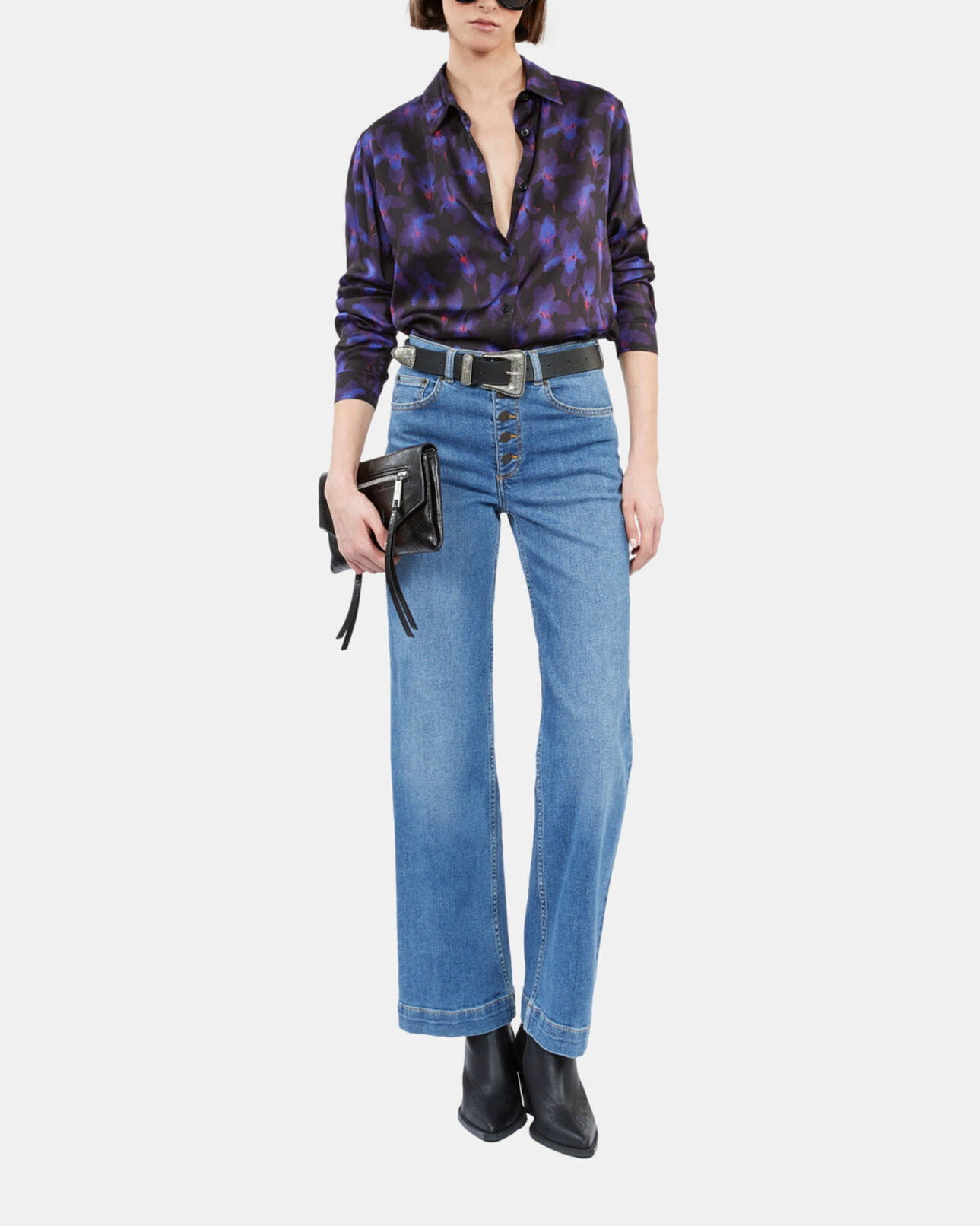 The Kooples MUJER BLACK /LIGHT PINK / BLUE camisa estampada