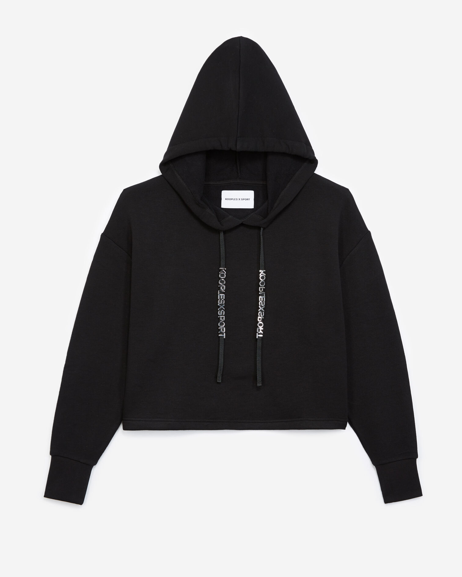 Sudadera negra capucha cordón estampado, BLACK, hi-res image number null