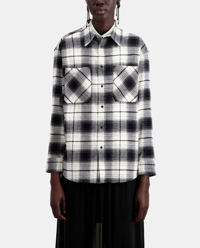 The Kooples FEMME BLACK WHITE surchemise à carreaux noirs et blancs
