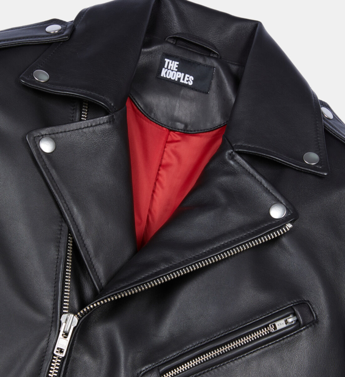 Black leather biker jacket | The Kooples US