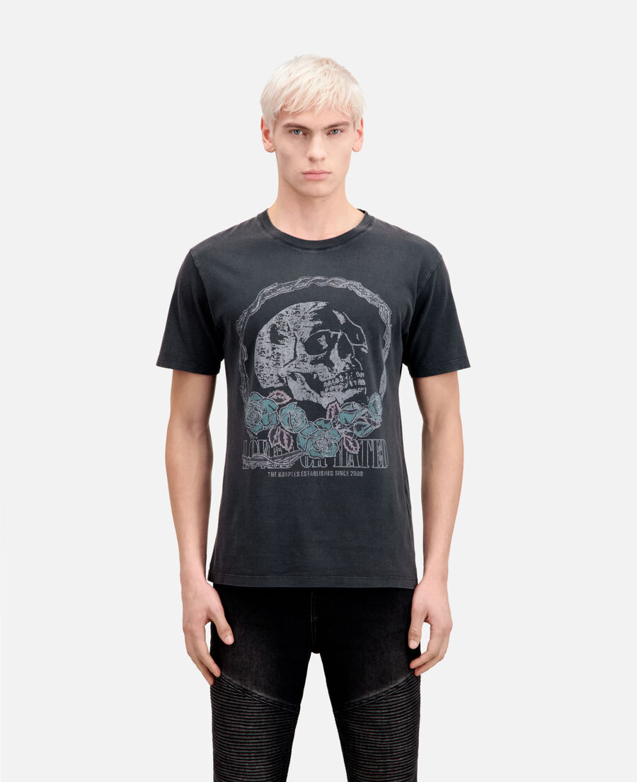 t-shirt homme noir avec sérigraphie vintage skull