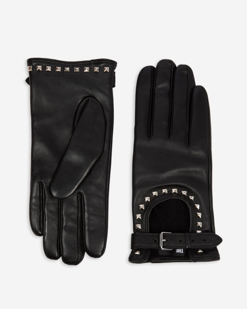 The Kooples DAMEN BLACK schwarze lederhandschuhe mit nieten