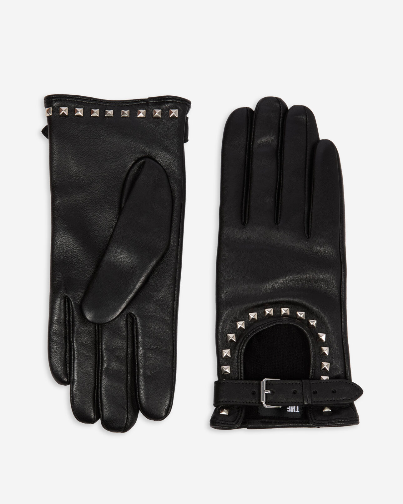 The Kooples WOMEN BLACK studded black leather gloves