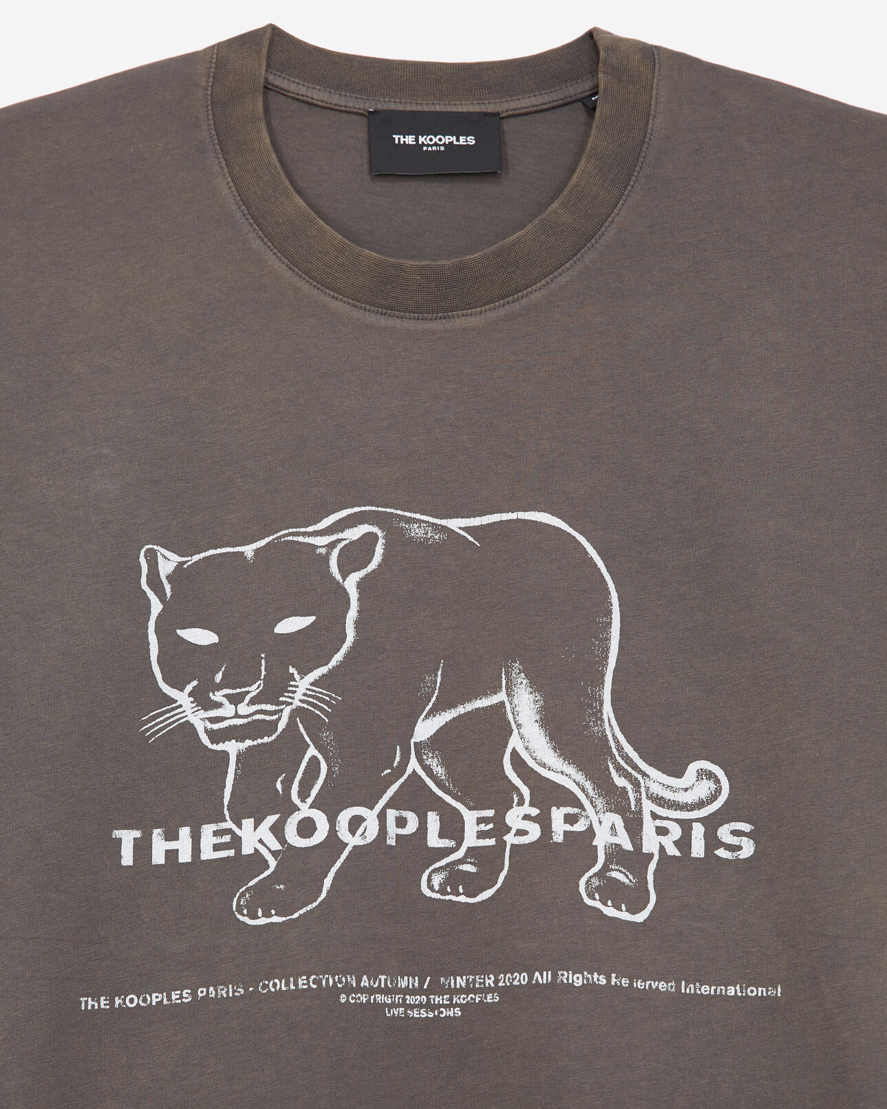 The Kooples HOMME BLACK WASHED t-shirt noir coton à logo panthère