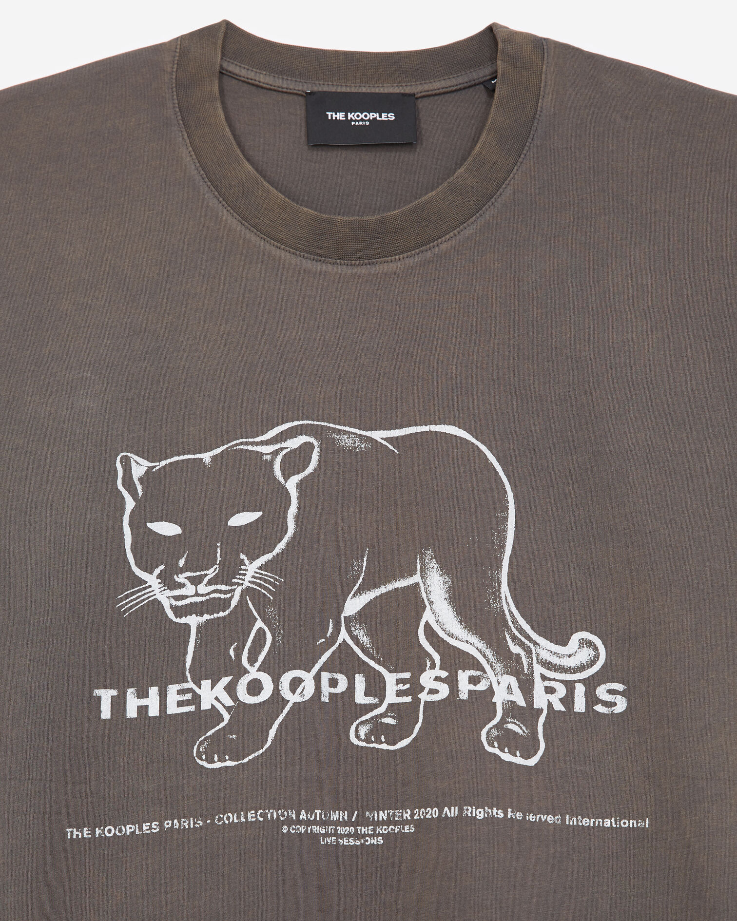 T-shirt noir coton à logo panthère, BLACK WASHED, hi-res image number null