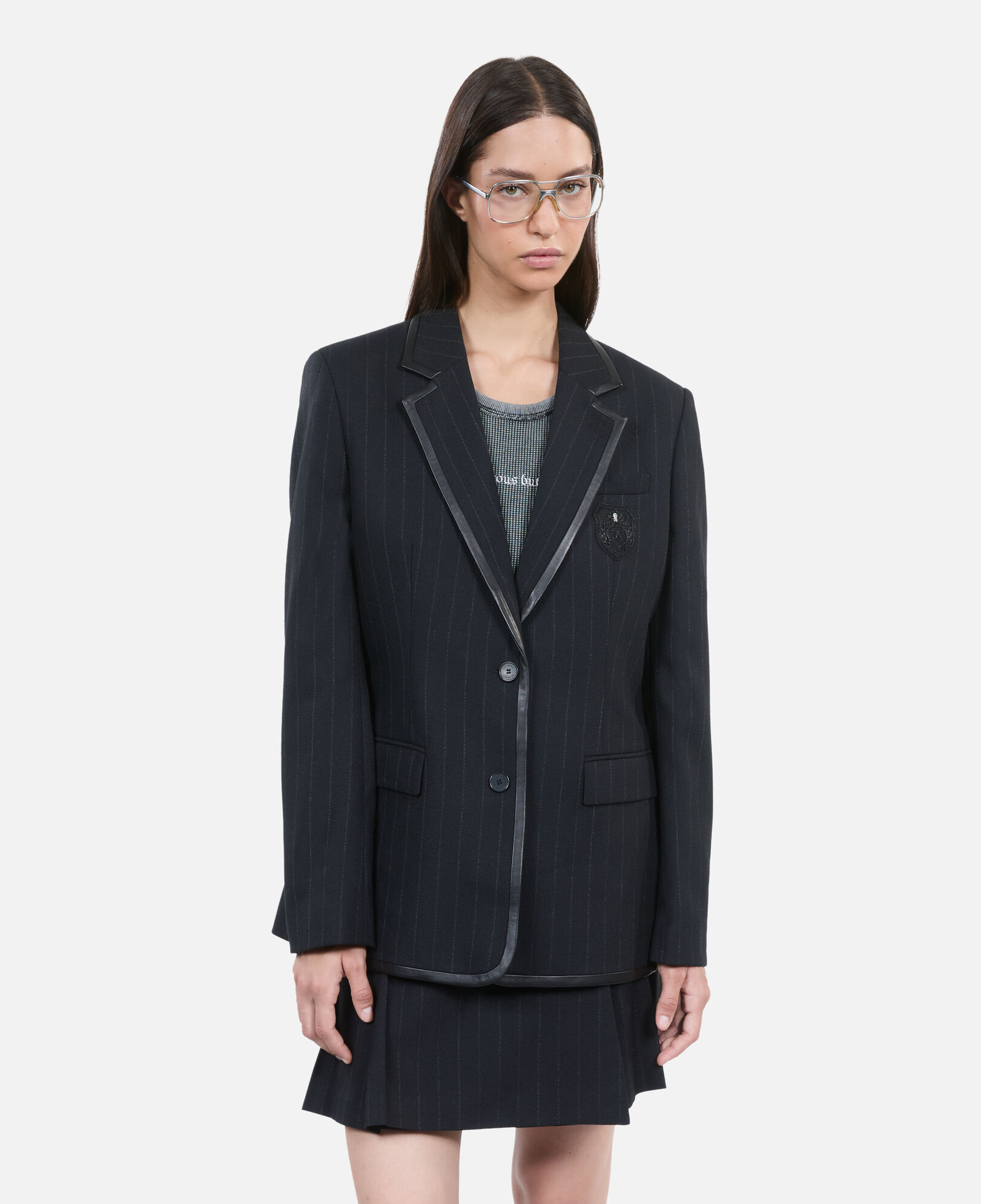 The Kooples DAMEN BLACK schwarze jacke mit tennisstreifen aus wolle