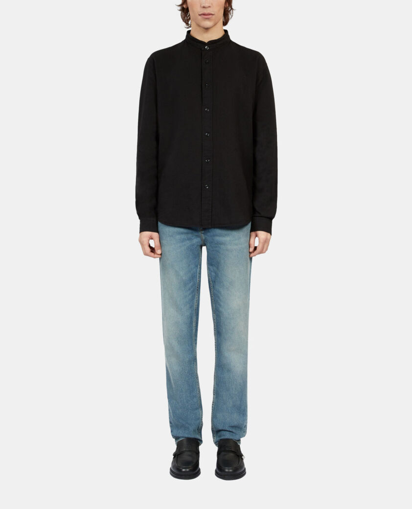 The Kooples HOMBRE BLACK camisa negra algod&oacute;n lino