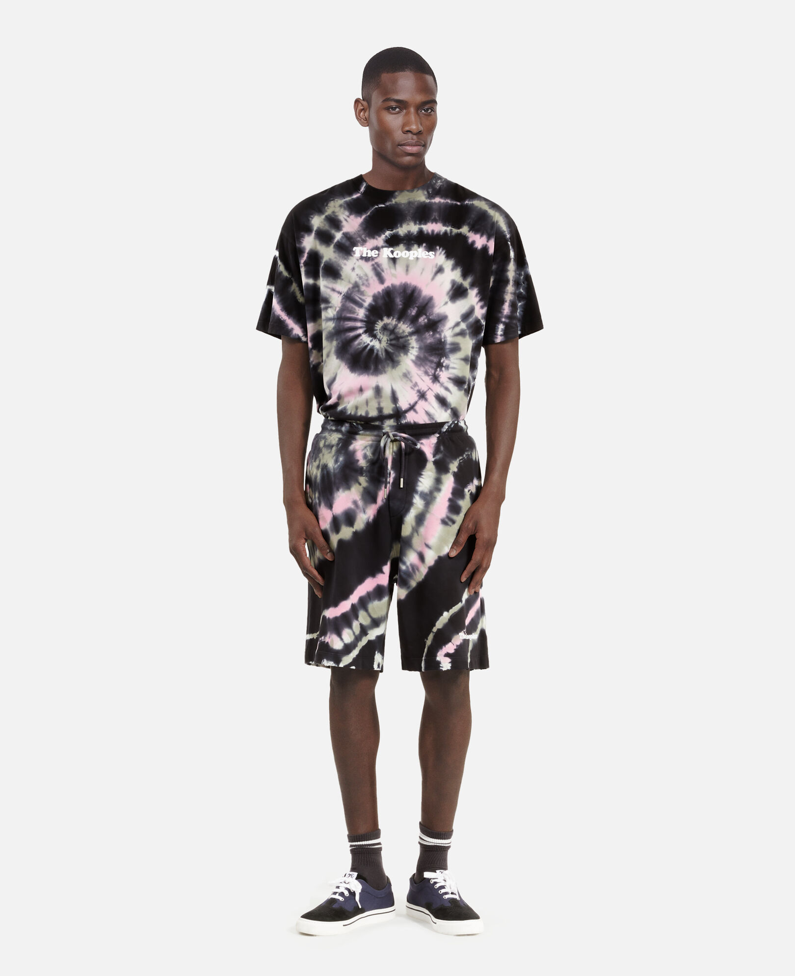 The Kooples MEN ECRU GREEN tie dye print shorts