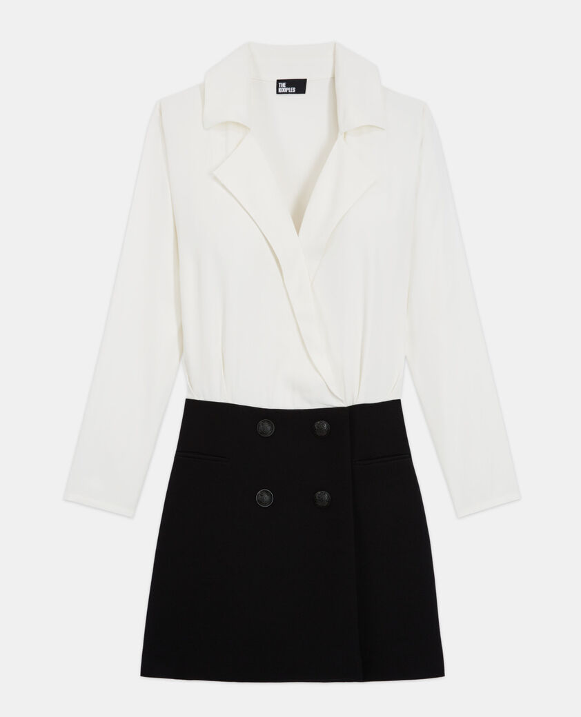 The Kooples WOMEN BLACK WHITE short two-tone dress