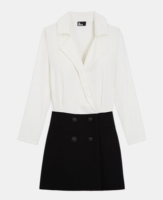 The Kooples WOMEN BLACK WHITE short two-tone dress