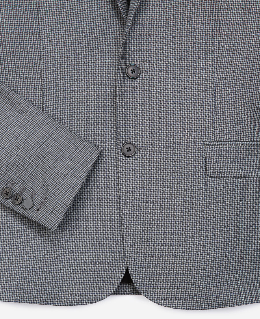 grey wool jacket with houndstooth motif