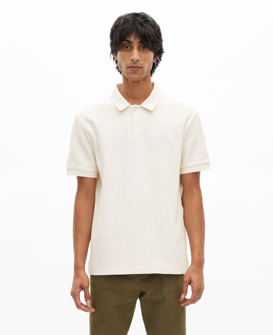The Kooples HOMBRE ECRU polo nido de abeja con escudo crudo