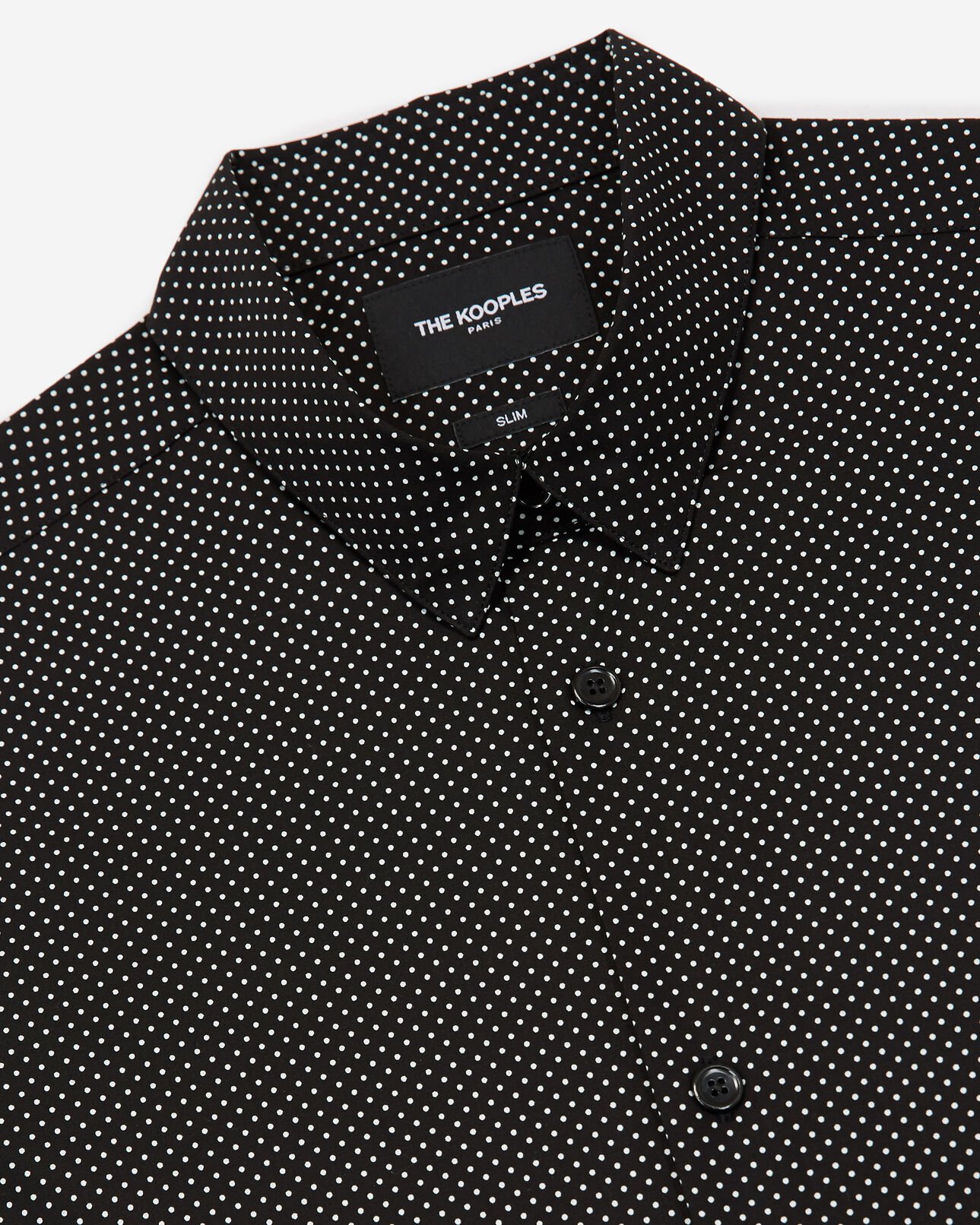 The Kooples HOMME BLACK WHITE chemise noire à imprimé pois blancs