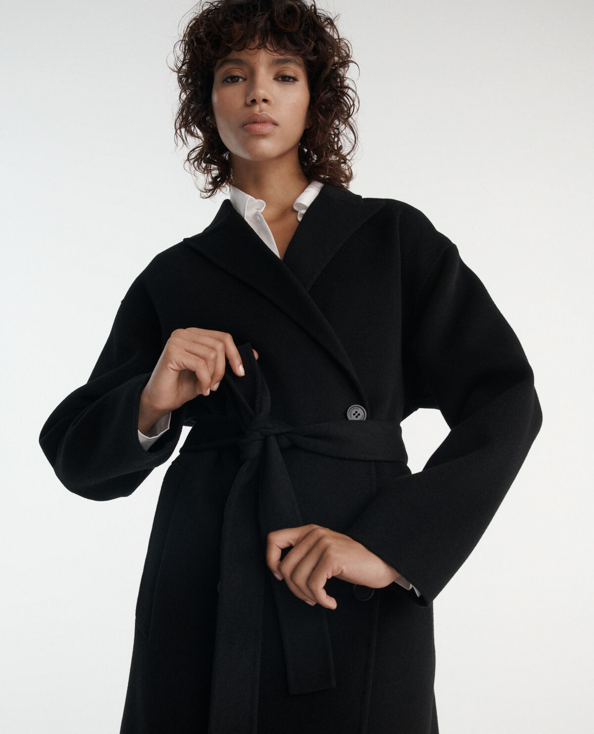 Oversized double faced black wool coat The Kooples