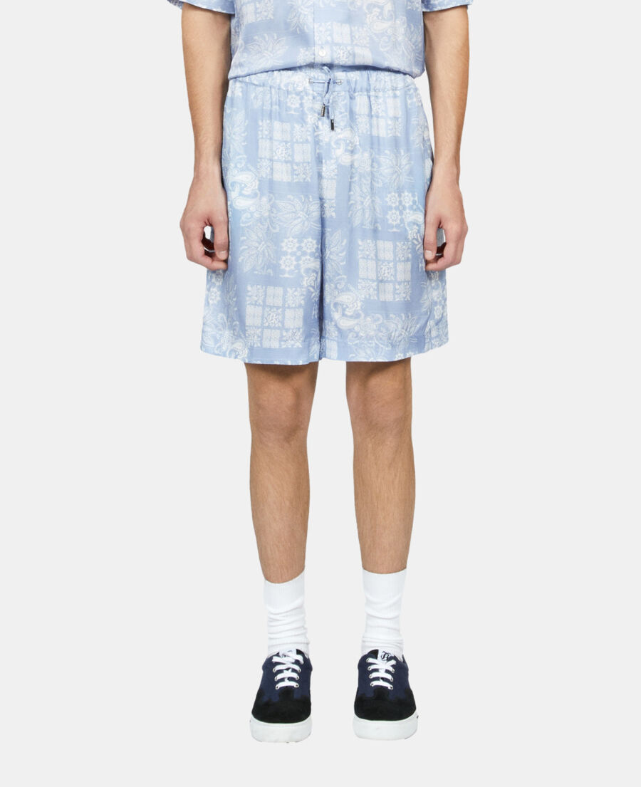 The Kooples HOMME WHITE / SKY BLUE short imprim&eacute; noir