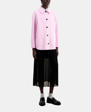 The Kooples FEMME PALE PINK veste type surchemise rose en laine