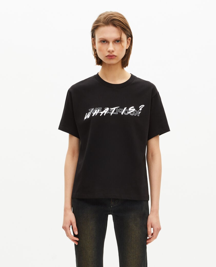 The Kooples WOMEN BLACK what is black metallic effect t-shirt