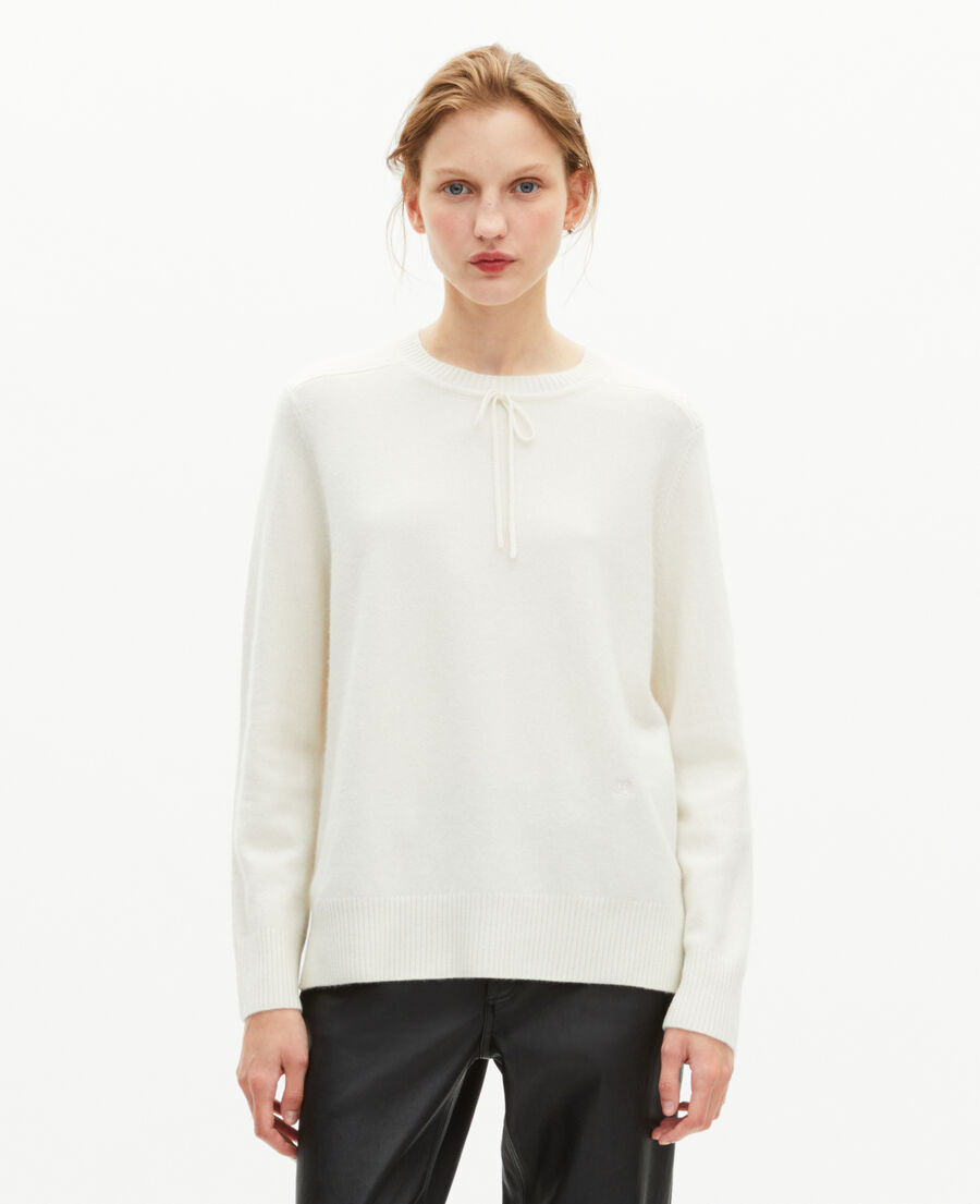 The Kooples FEMME ECRU pull col rond en cachemire écru