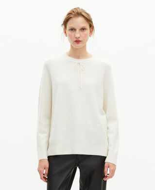 The Kooples FEMME ECRU pull col rond en cachemire écru