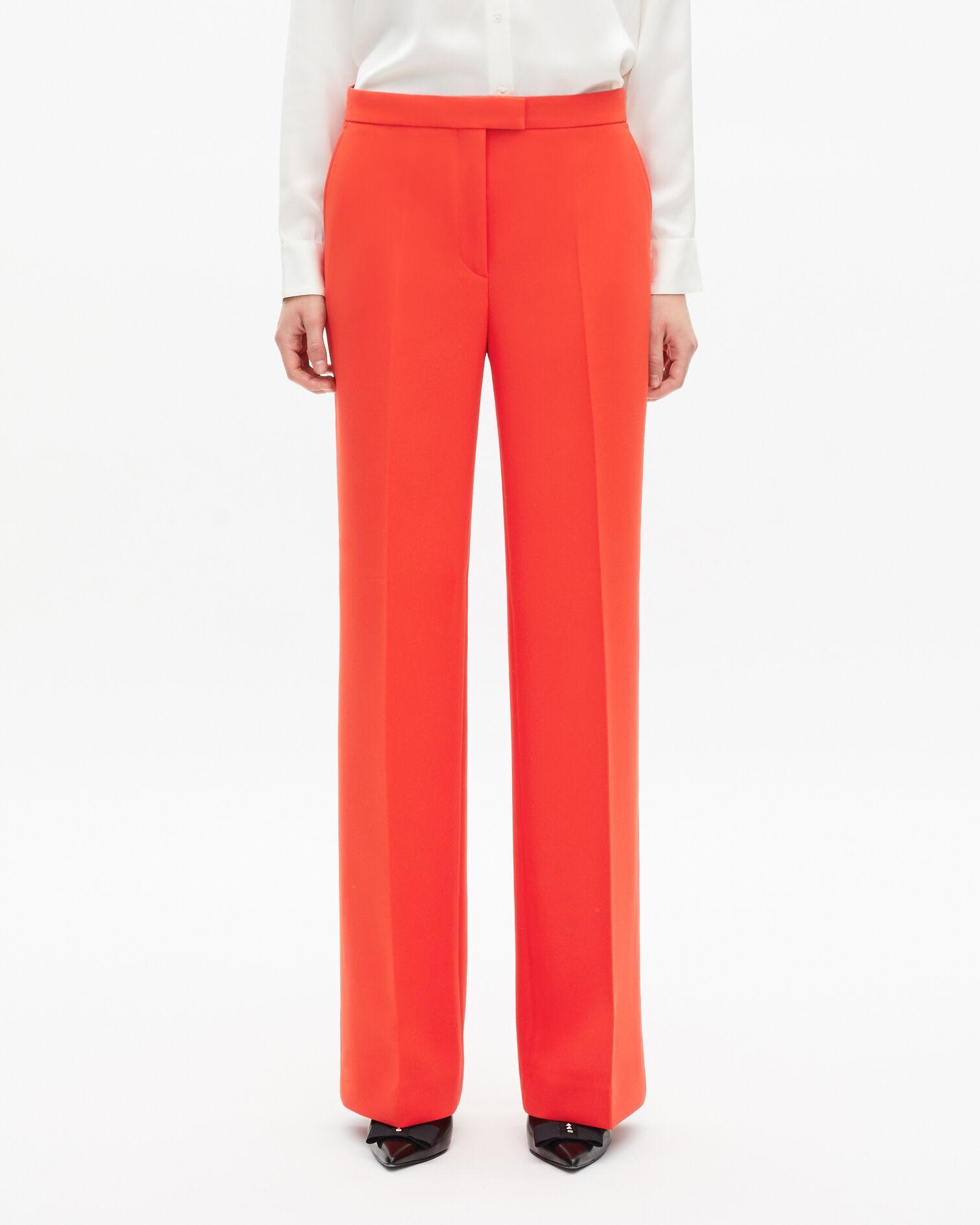 Orange crêpe suit pants, ORANGE, hi-res image number null