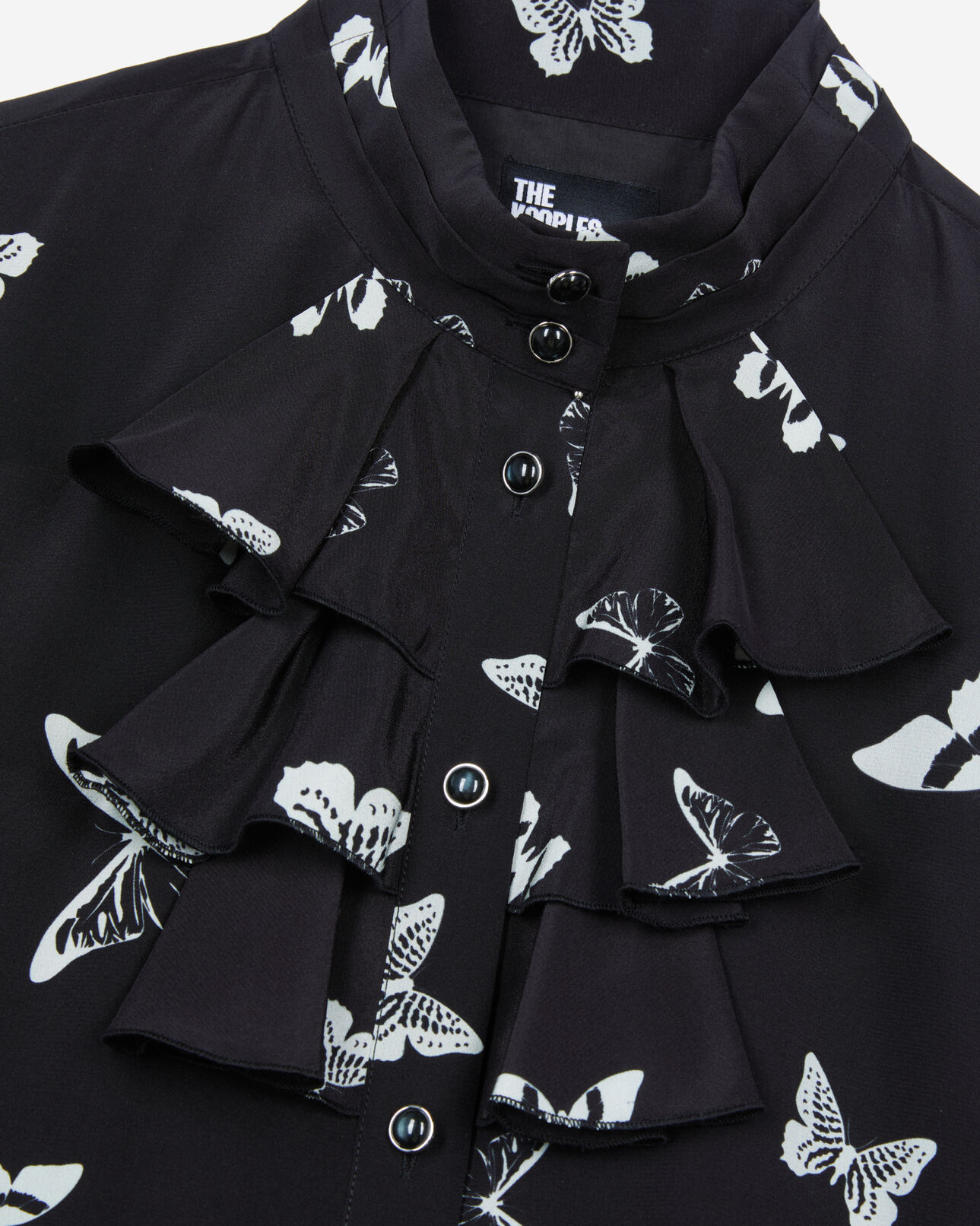 The Kooples WOMEN BLACK WHITE short butterfly print dress
