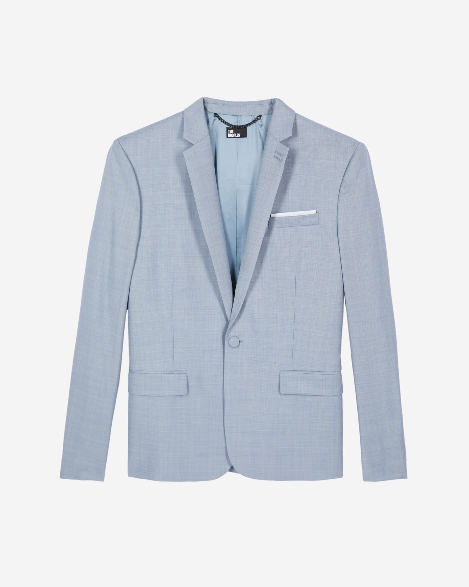 Chaqueta de traje de lana azul de corte entallado, BLUE, hi-res image number null