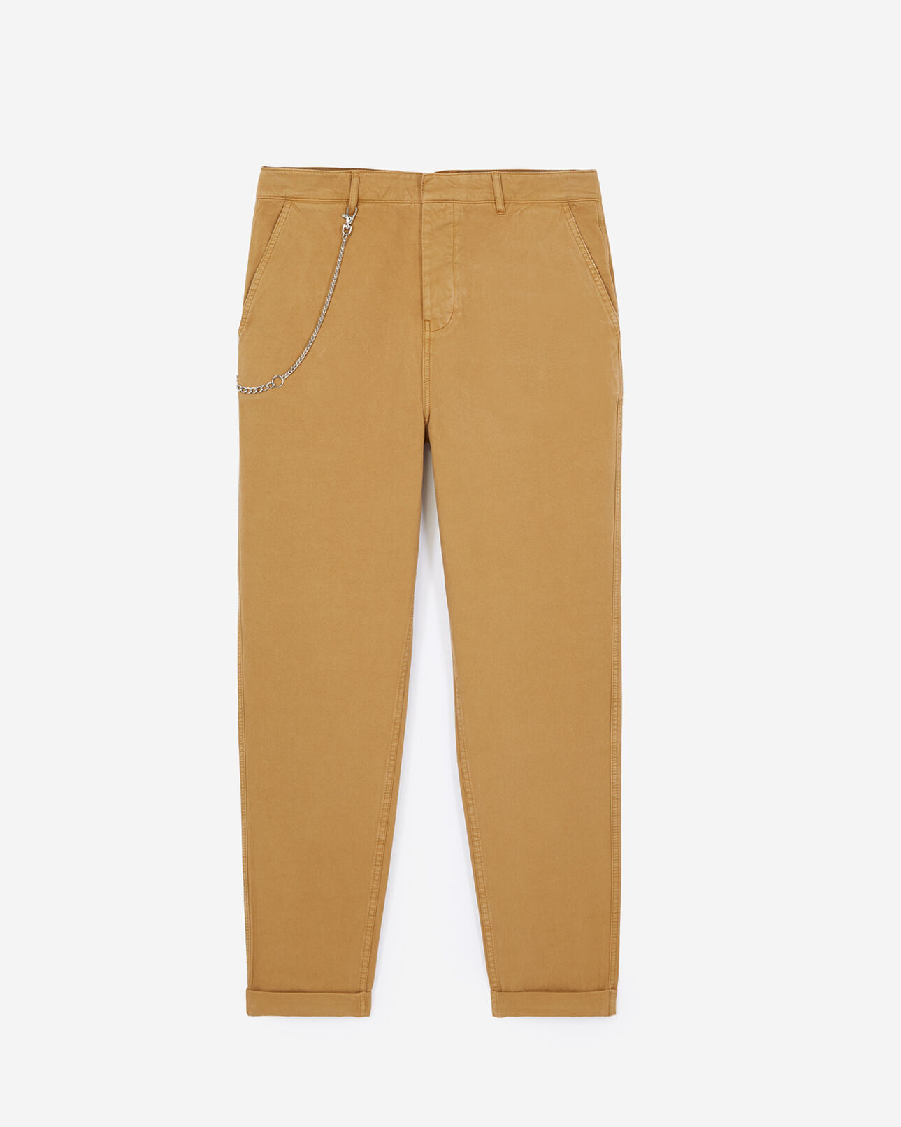 The Kooples HOMME MUSTARD pantalon chino coton beige destroy