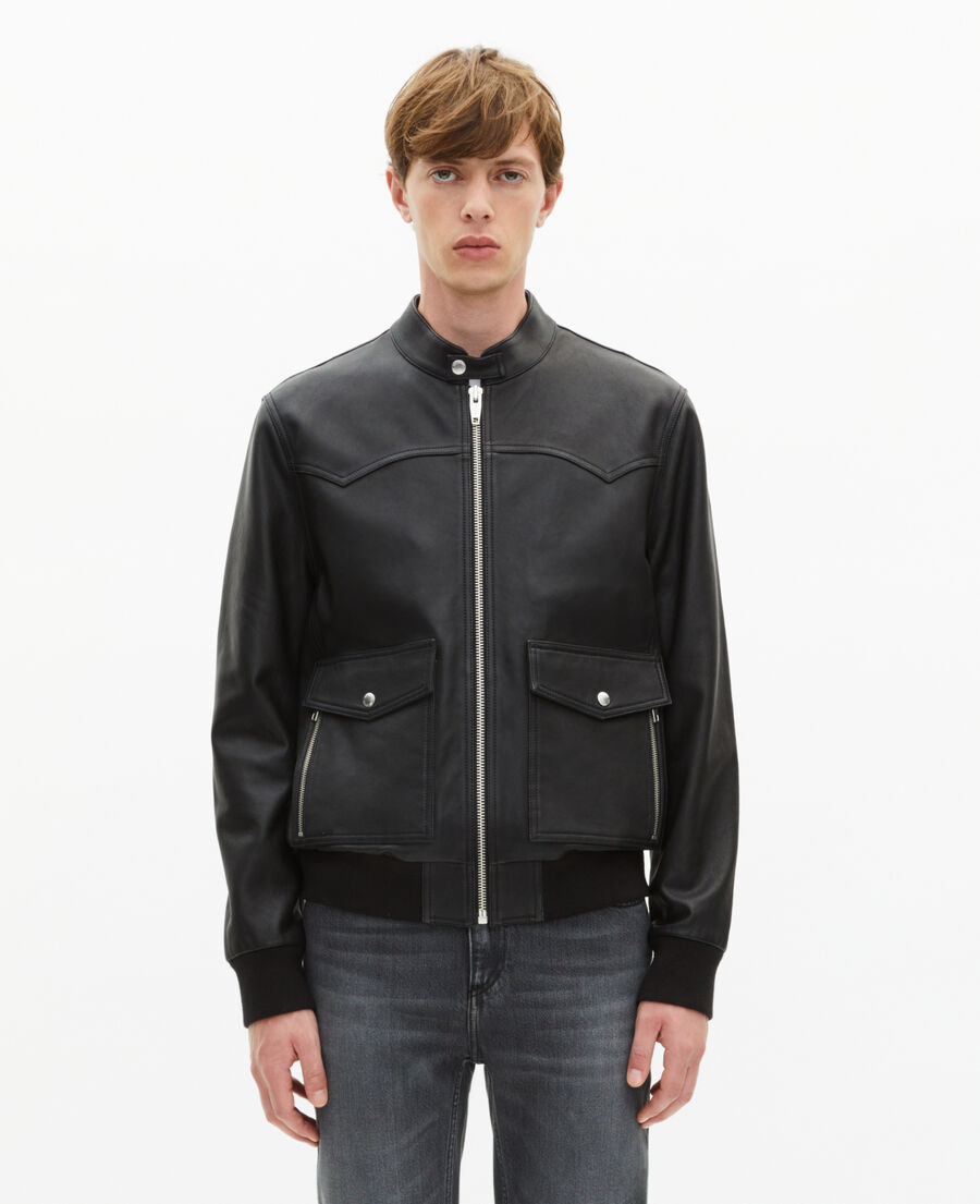 The Kooples MEN BLACK black leather jacket