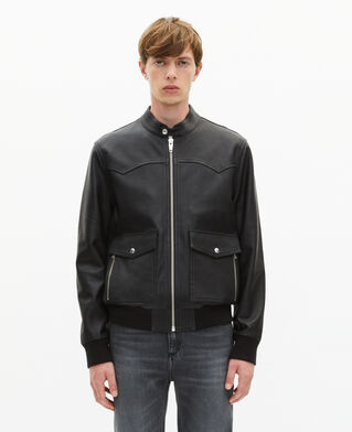 The Kooples MEN BLACK black leather jacket