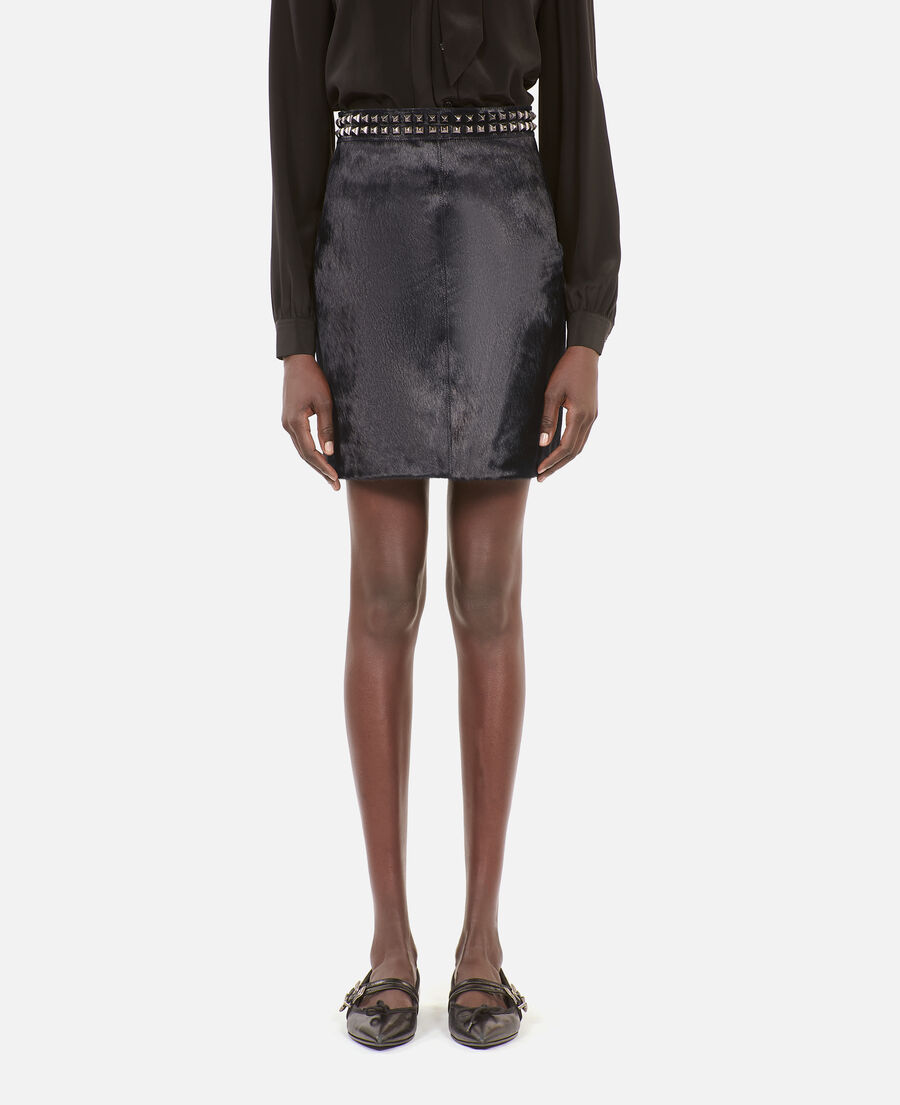 The Kooples WOMEN BLACK short black leather skirt