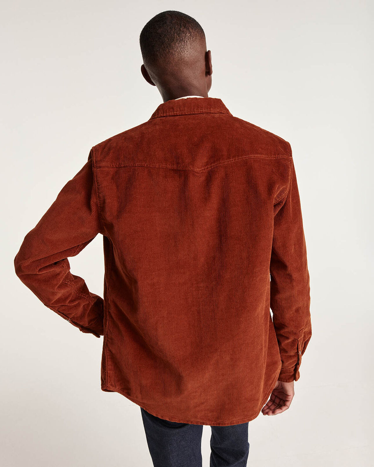 The Kooples MEN DARK RED western-style orange corduroy shirt