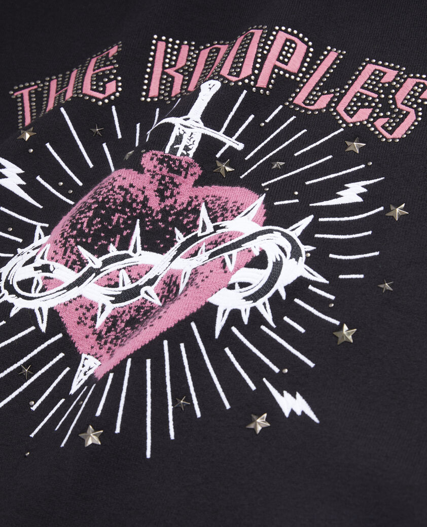 The Kooples MUJER BLACK WHITE jersey negro dagger through heart estrellas