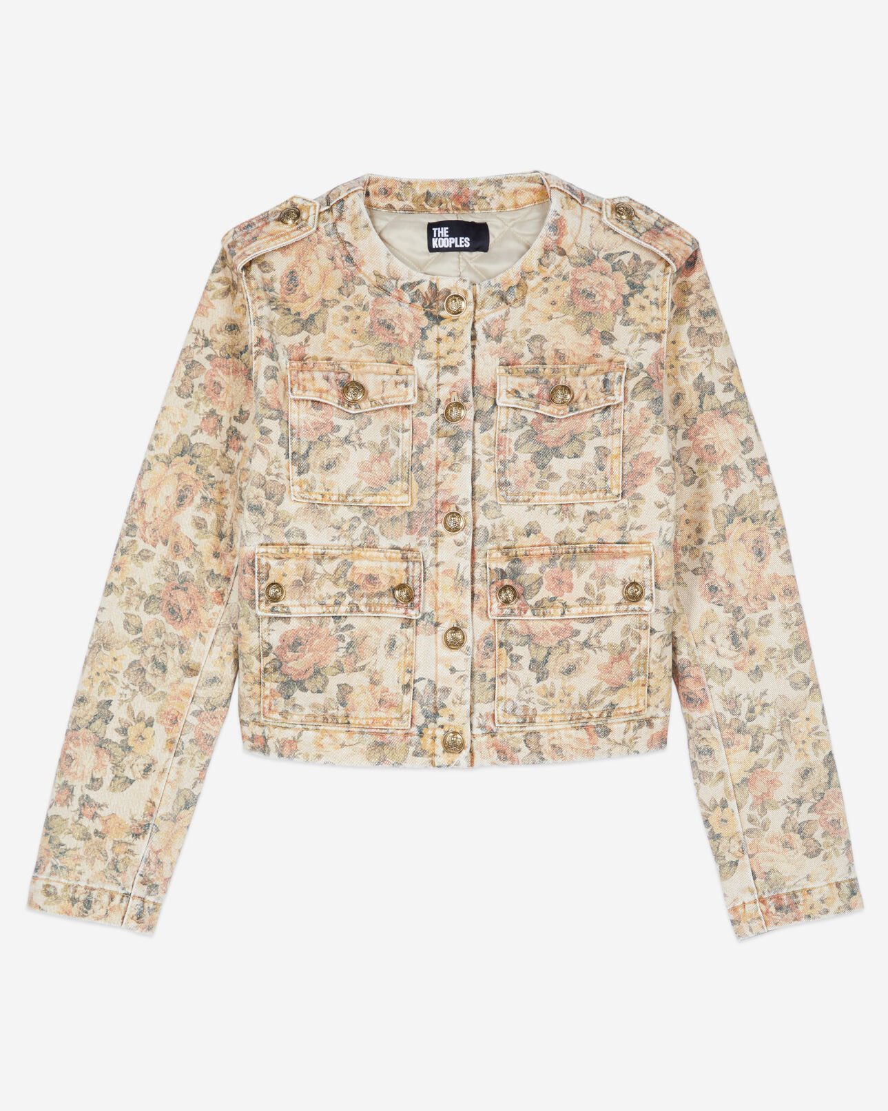 The Kooples FEMME BEIGE LINEN veste imprimé fleuri
