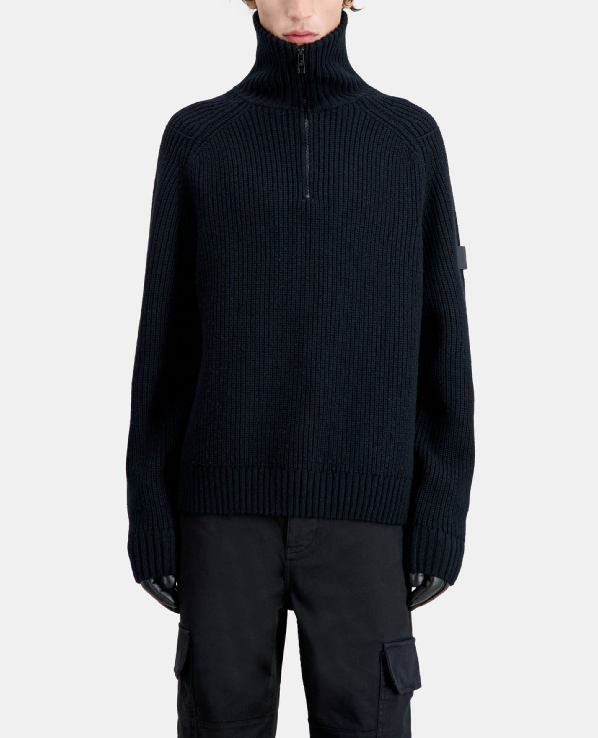 Black wool sweater, BLACK, hi-res image number null