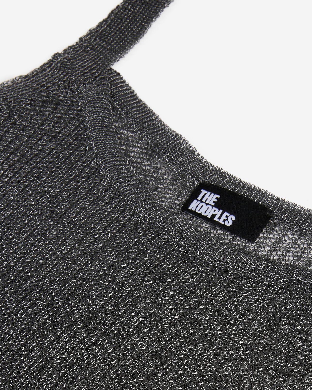 The Kooples FEMME GREY SILVER débardeur effet cotte de maille gris